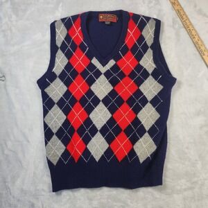 VTG McGregor Wool Blend Argyle‎ Sweater Vest Men L Preppy Grandpa Core Y2K Retro
